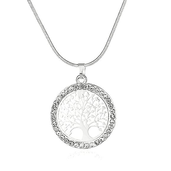 SILVER Tree of Life crystal cz Necklace adjustible Family Jewelry NEW - Picture 10 of 11